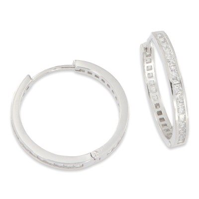 Orecchini Domar Gioielli Donna Orecchino cerchio argento 925 con zirconia cubica in Argento Cubic Zirconia EZB100835 - EZB100835